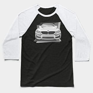 Grey Sports Car Illustration Baseball T-Shirt